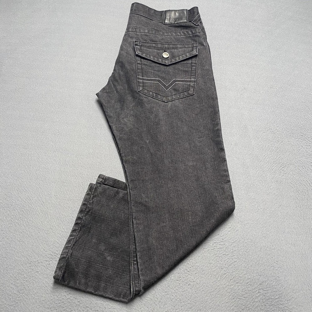 Mecca Jeans Mens 38x32 Black Gray Straight Leg Flap Back Pockets‎ Streetwear